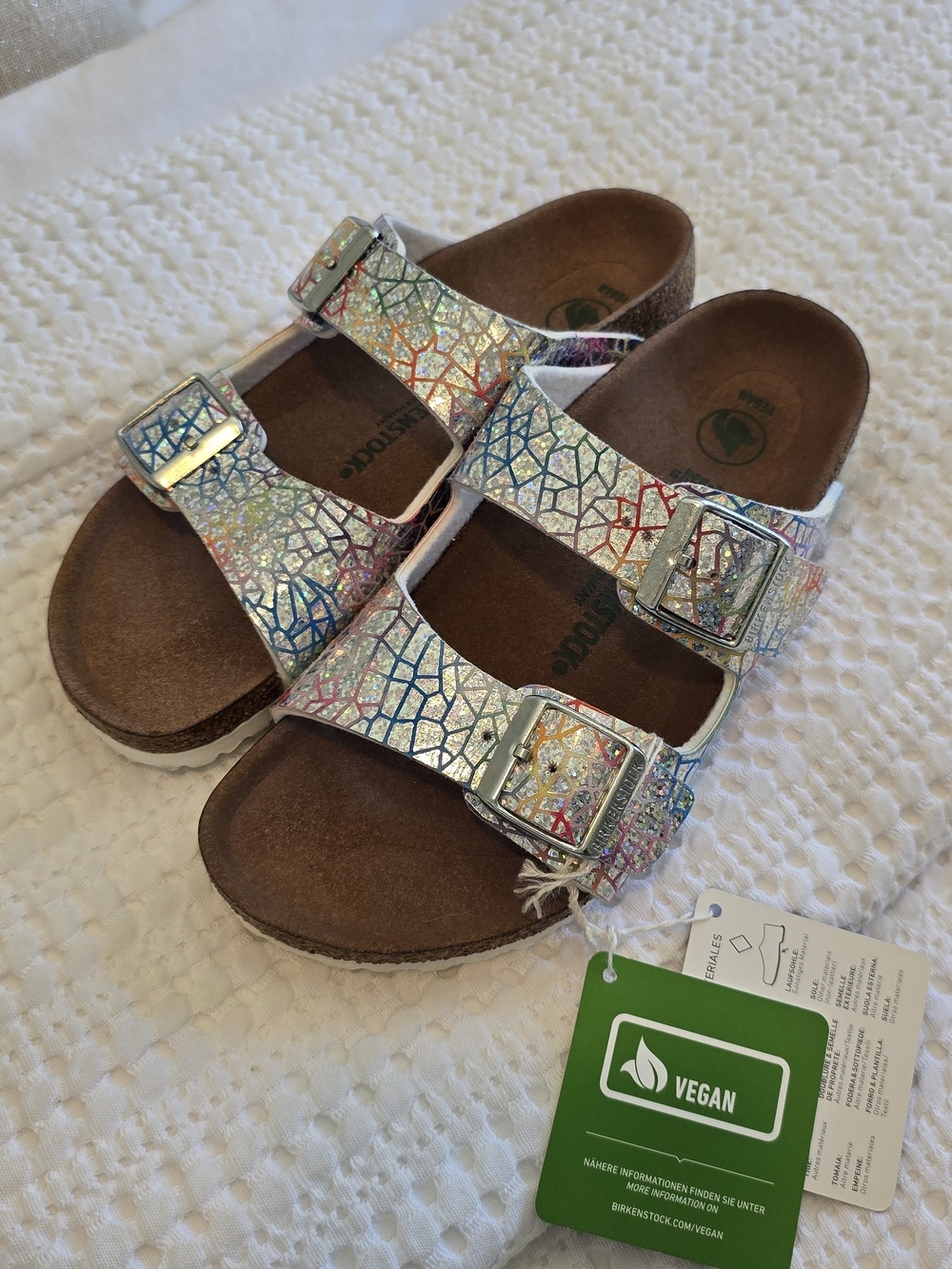 Birkenstock Kids Silver Multicolor Glitter Arizona Sandals